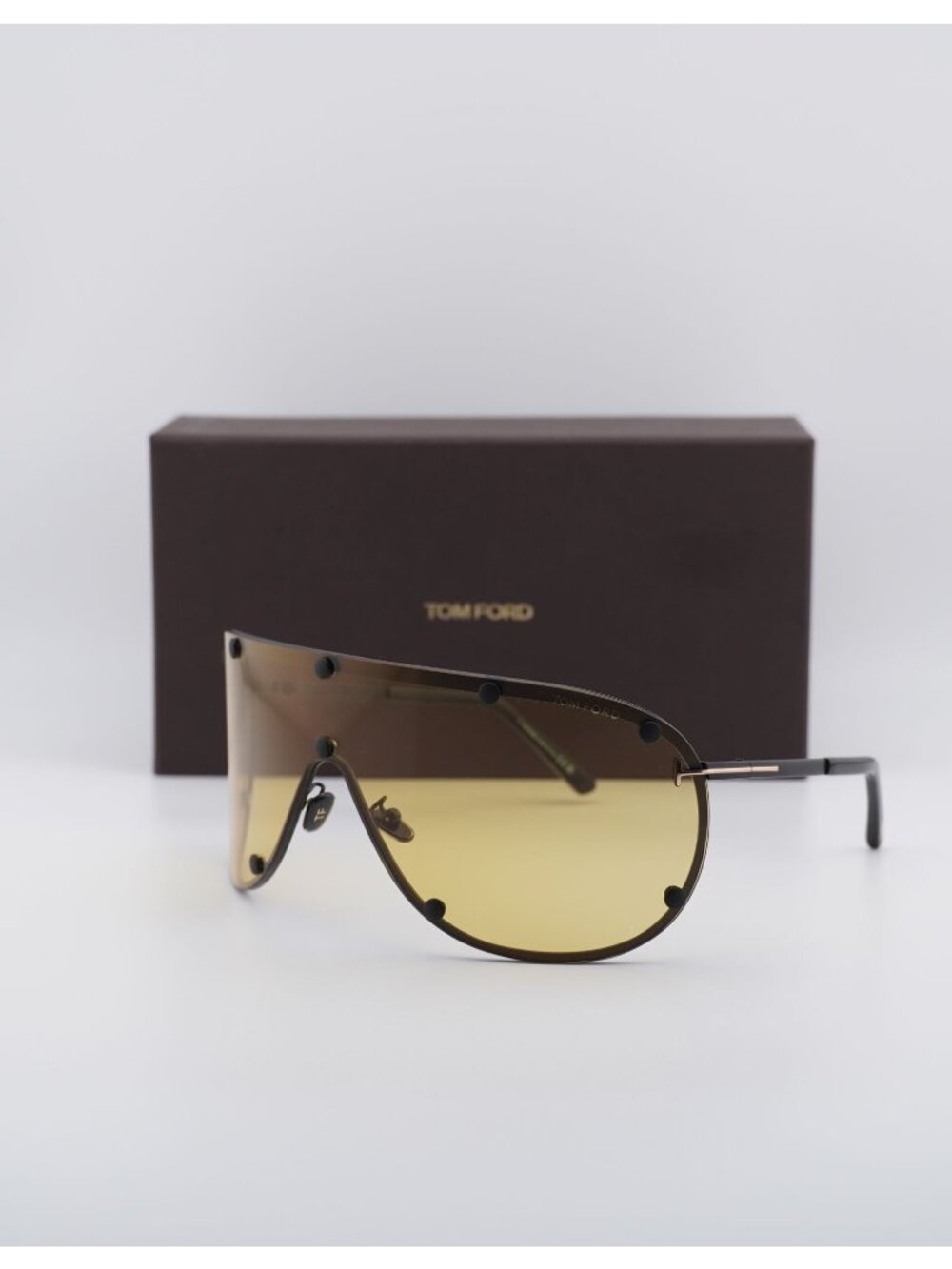 Tom Ford Kyler FT1043 02E Sunglasses Black Shield Frame, Brown Lenses